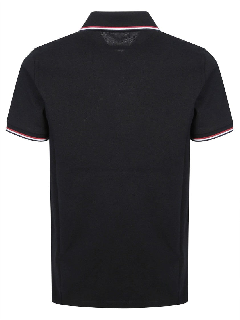 Moncler Tailored Ribbed Accents Short-Sleeve Polo Shirt