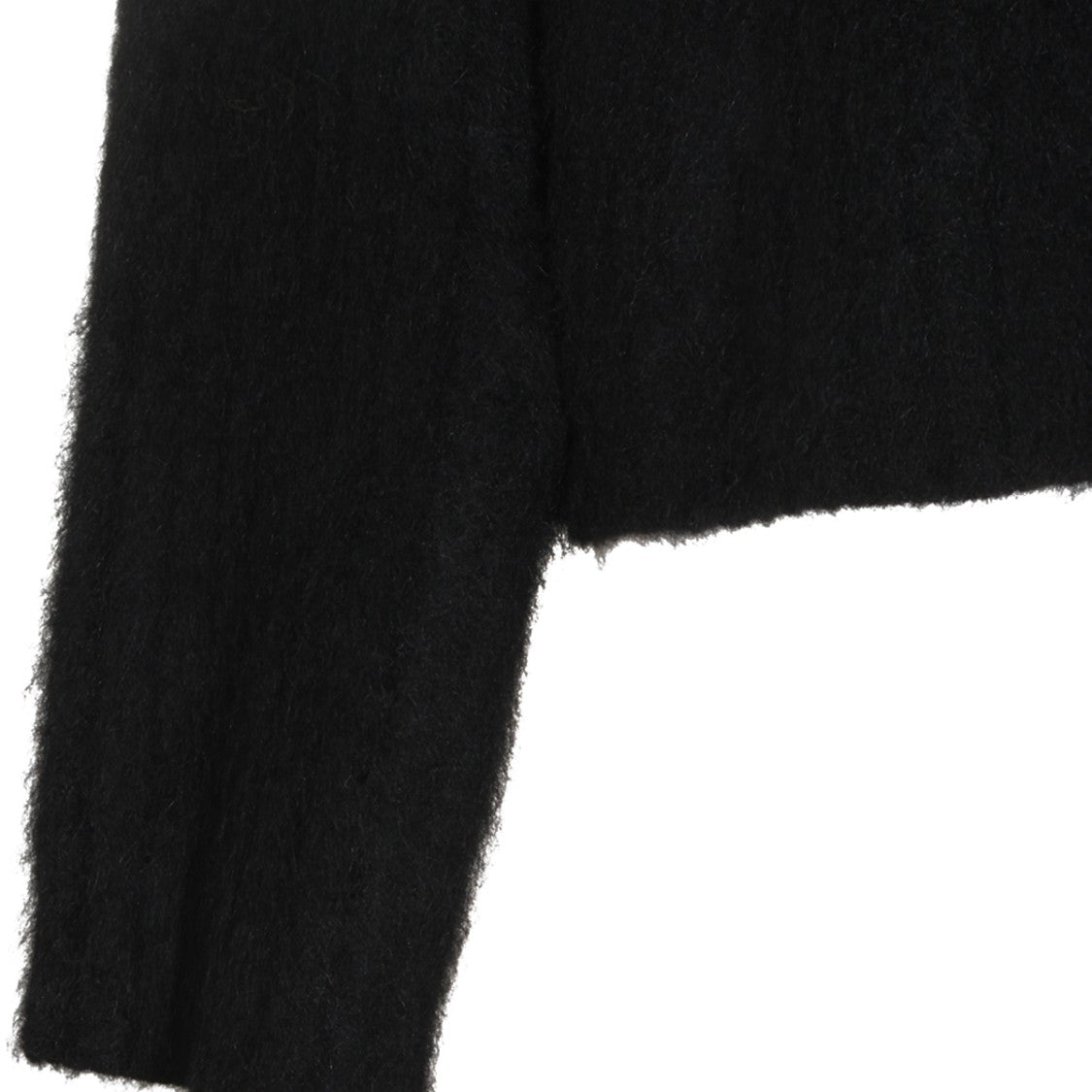 Uma Wang Fuzzy Minimalist Black Round Neck Sweater