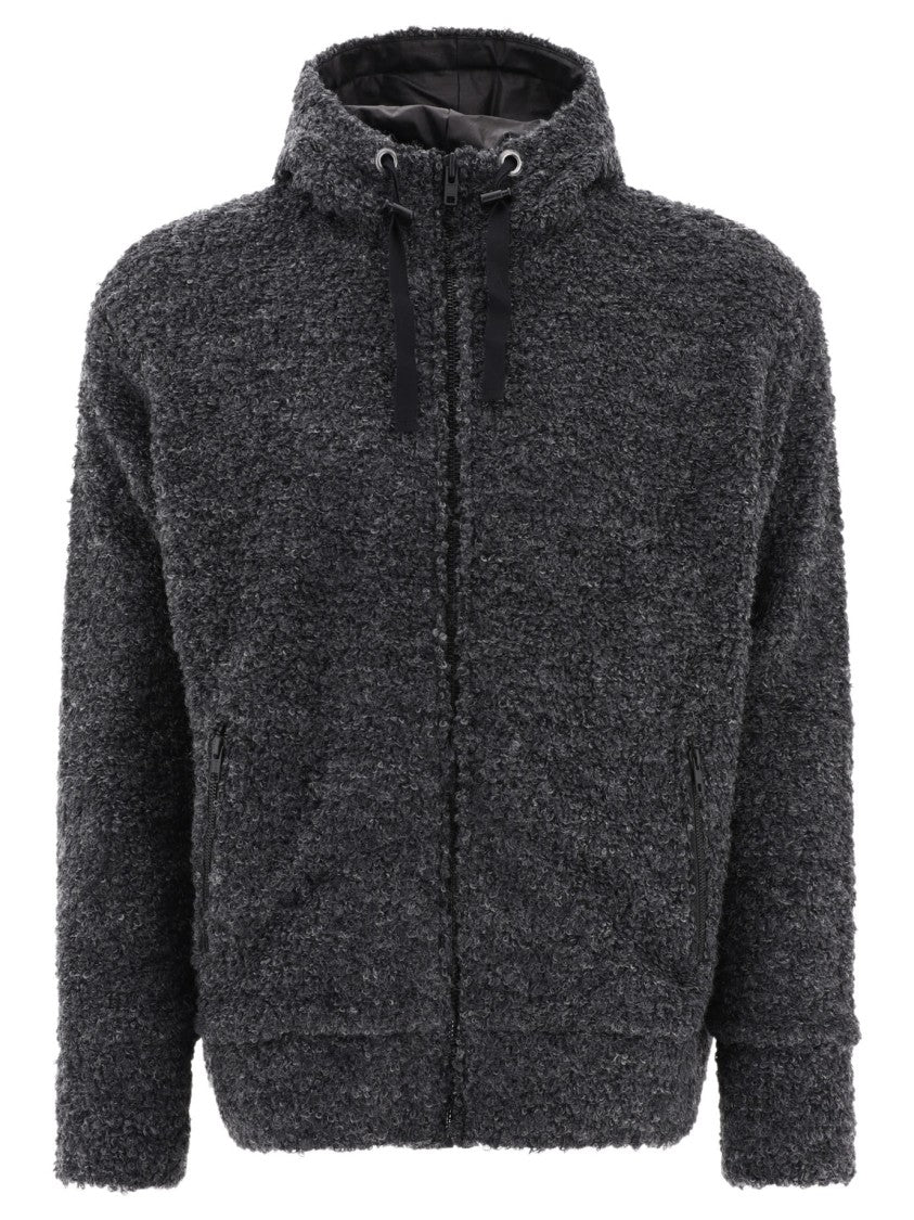 Junya Watanabe Textured Drawstring Zipped Hoodie