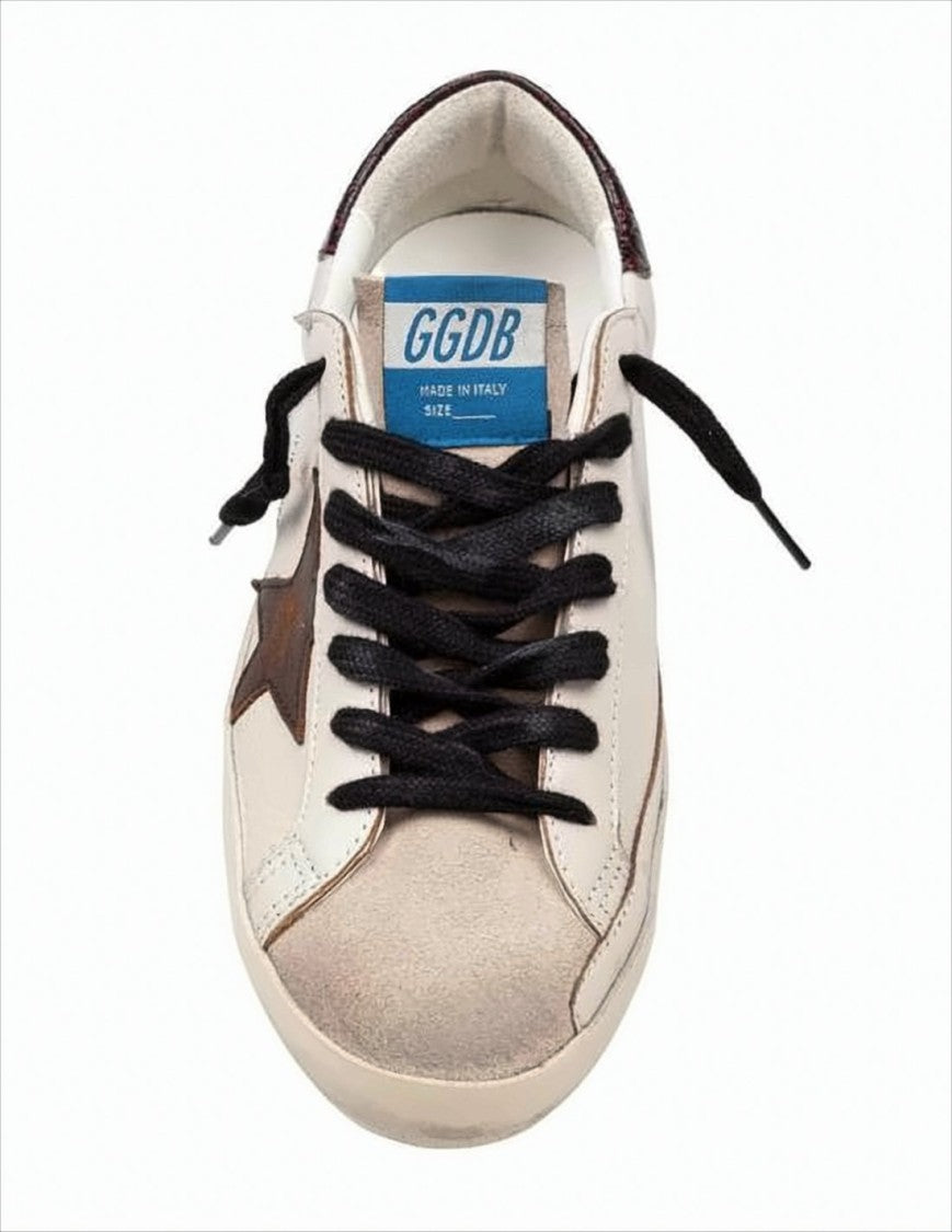 Golden Goose Distressed Low-Top Sneakers With Beige Suede Accents