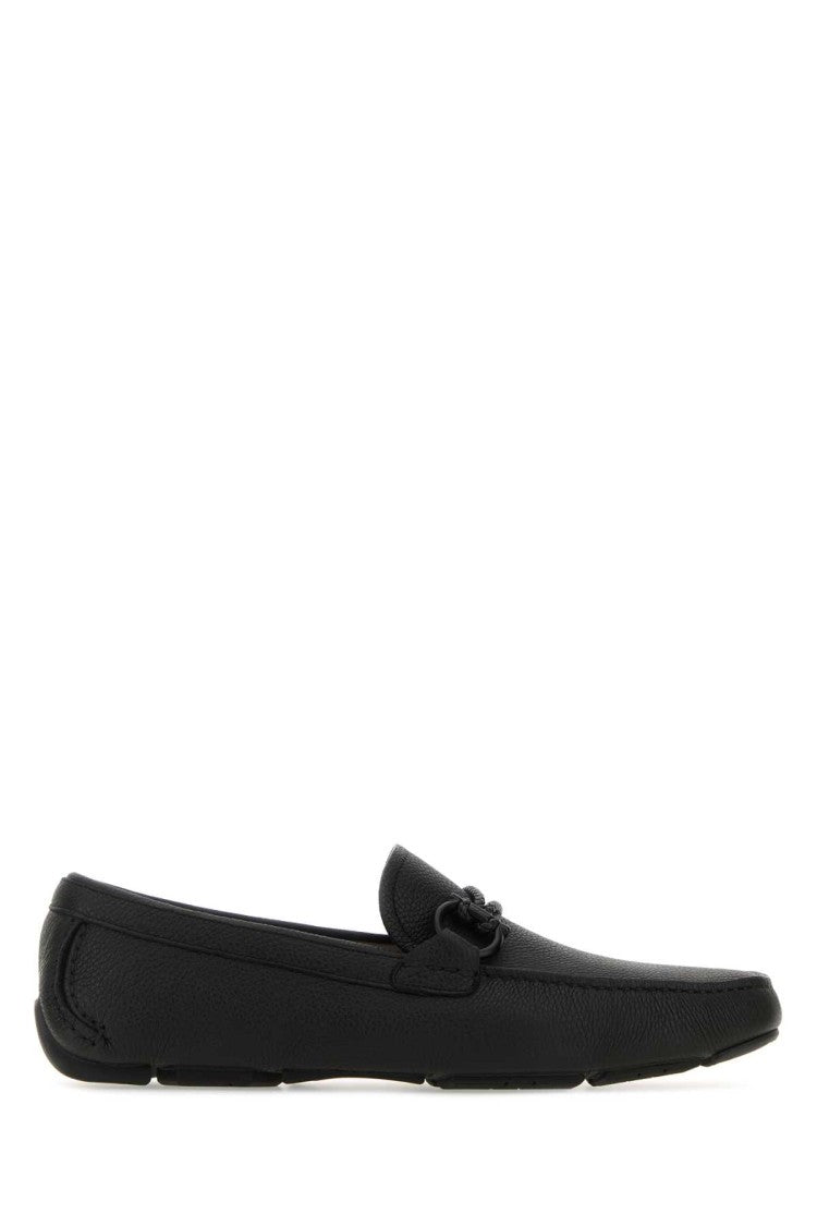 Salvatore Ferragamo Black Leather Front Loafers