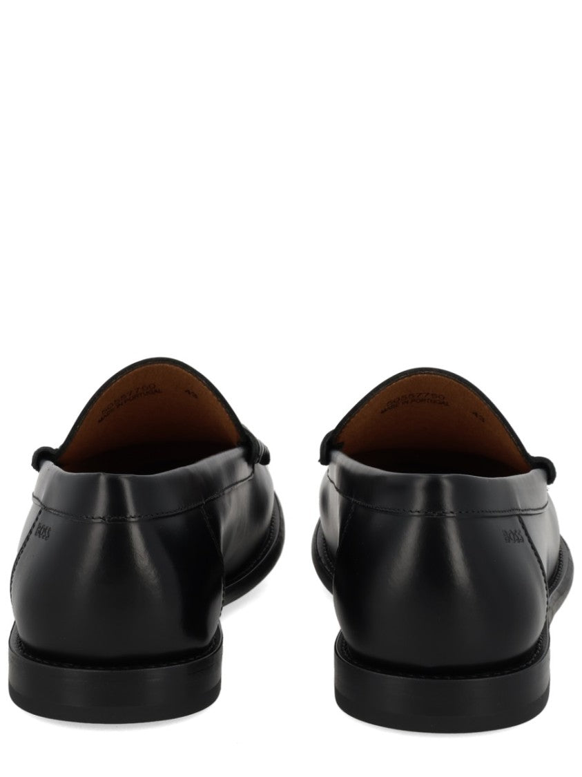Boss Polished Cowhide Leather Penny Loafers