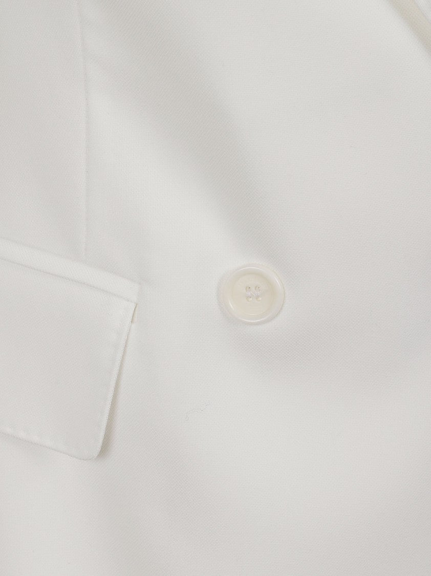 Max Mara Fitted Optical White Blazer With Peak Lapels