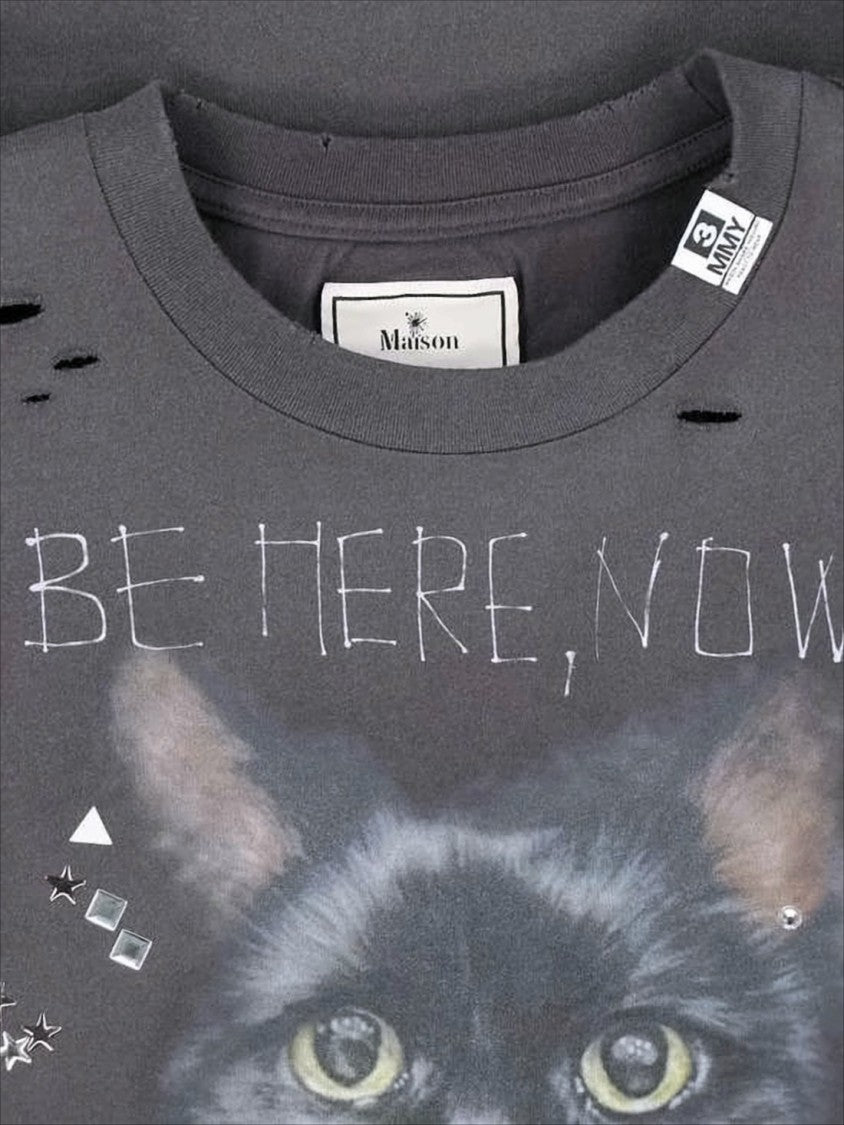 Maison Mihara Yasuhiro Relaxed-Fit Graphic Print T-Shirt With Distressed Details