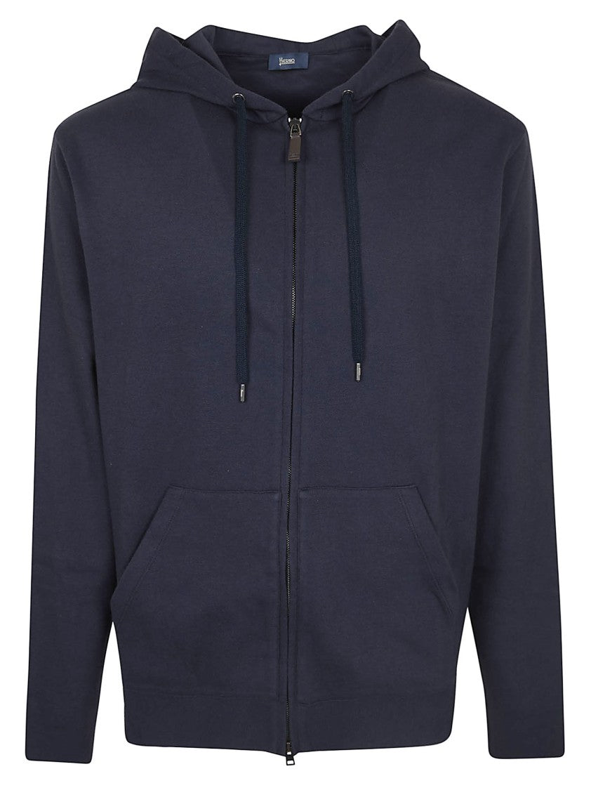 Herno Jersey Knit Cardigan With Double Honeycomb Pique Texture