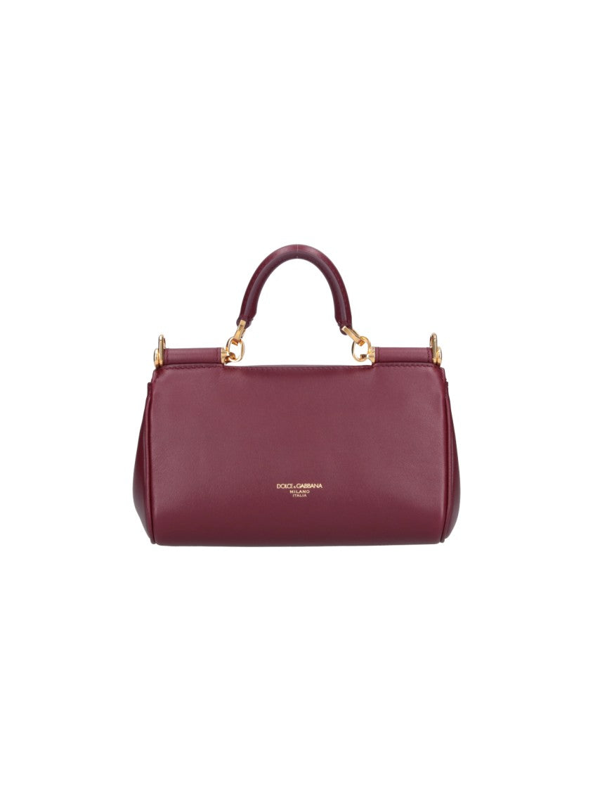 Dolce & Gabbana My Sicily Bordeaux Red Mini Leather Shoulder Bag