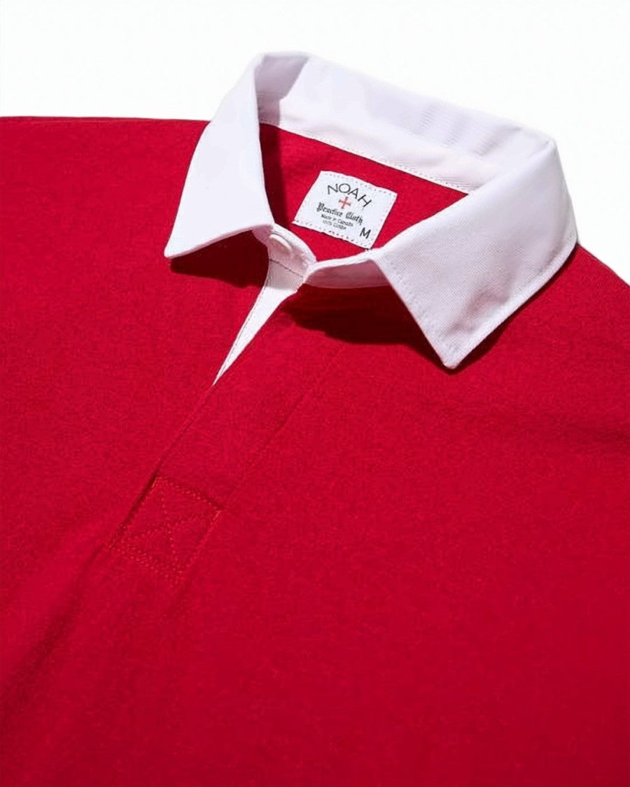 Noah Red Long-Sleeve Polo Shirt With White Collar