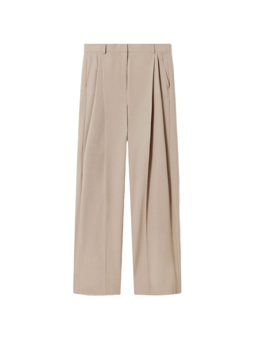 Stella Mccartney High-Waisted Wide-Leg Front Pleats Trousers