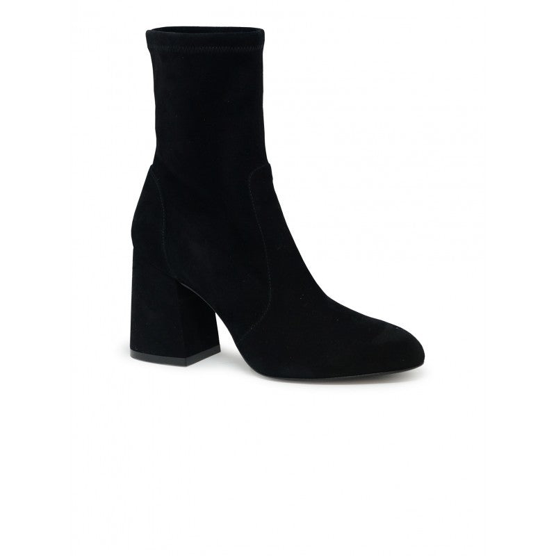 Stuart Weitzman Sf414 Black Suede Flareblock 85 Stretch Bootie