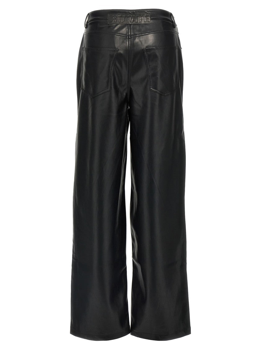 Rotate Birger Christensen Wide-Leg Five-Pocket Pants With Leather-Effect Finish