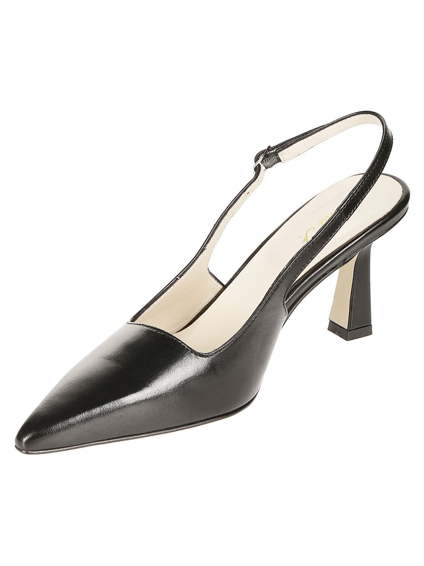 Anna F. Soft Black Nappa Pointed Toe Slingback Shoes