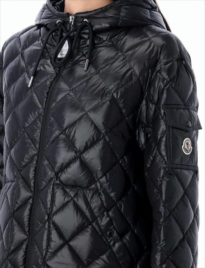 Moncler Quilted Black Down Coat With Hood