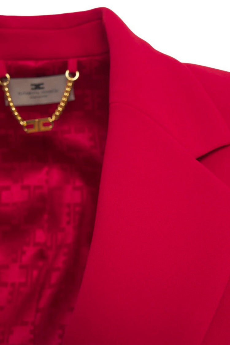 Elisabetta Franchi Red Two-Button Polyester-Blend Blazer