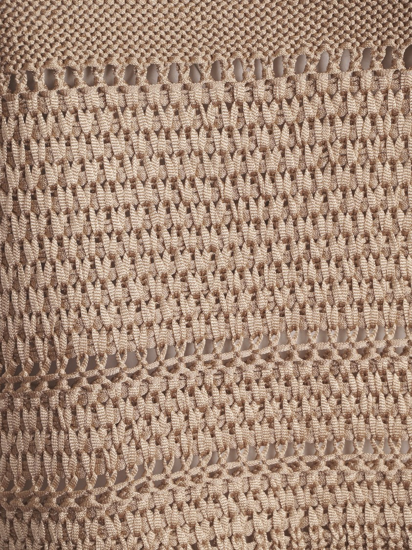 Alberta Ferretti Cropped Open-Knit Sweater With Textured Pattern