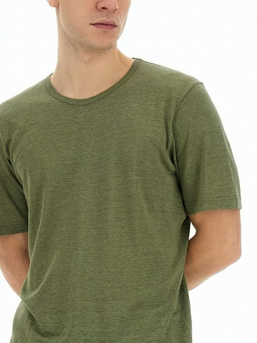 Lardini Short-Sleeve Linen T-Shirt With Crew Neckline And Relaxed Fit