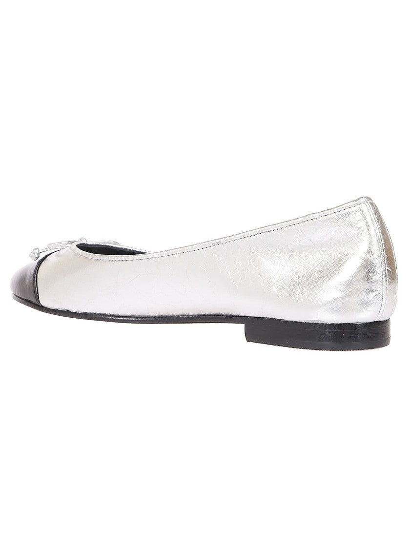 Tory Burch Silver Leather Ballet Flats