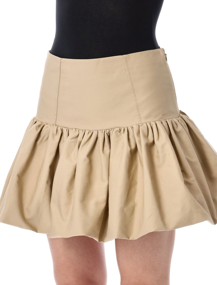 Ganni Cotton Mini Gathered Ruffle Skirt
