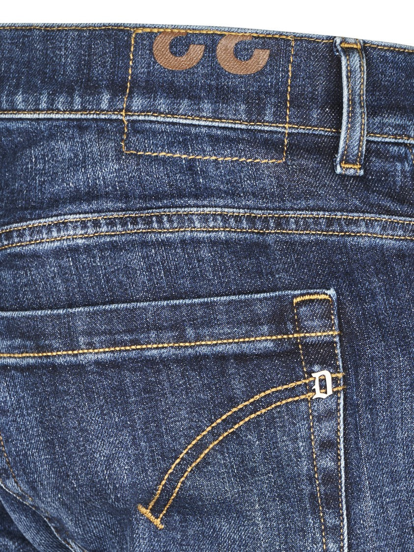 Dondup Slim Fit Denim Trousers With Five-Pocket Design And Rolled Cuffs