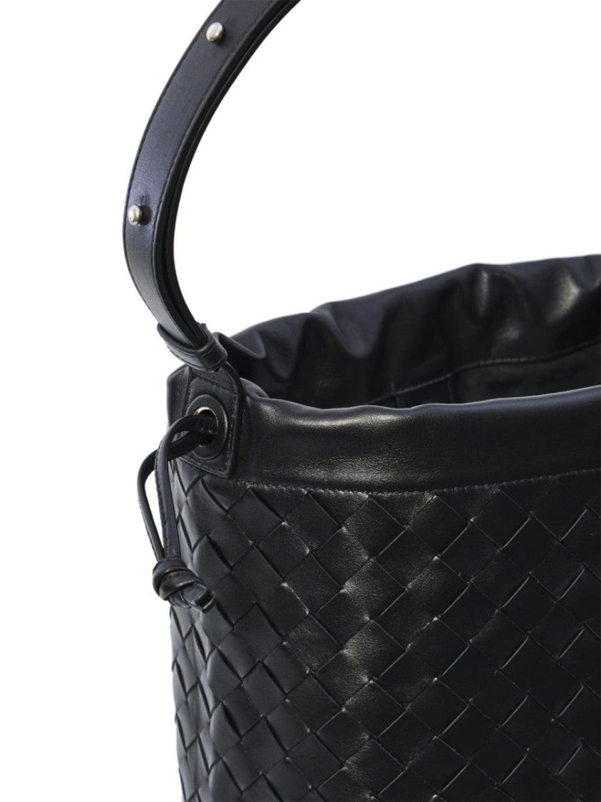 Bottega Veneta Woven Leather Shoulder Bag With Adjustable Strap And Soft Structure