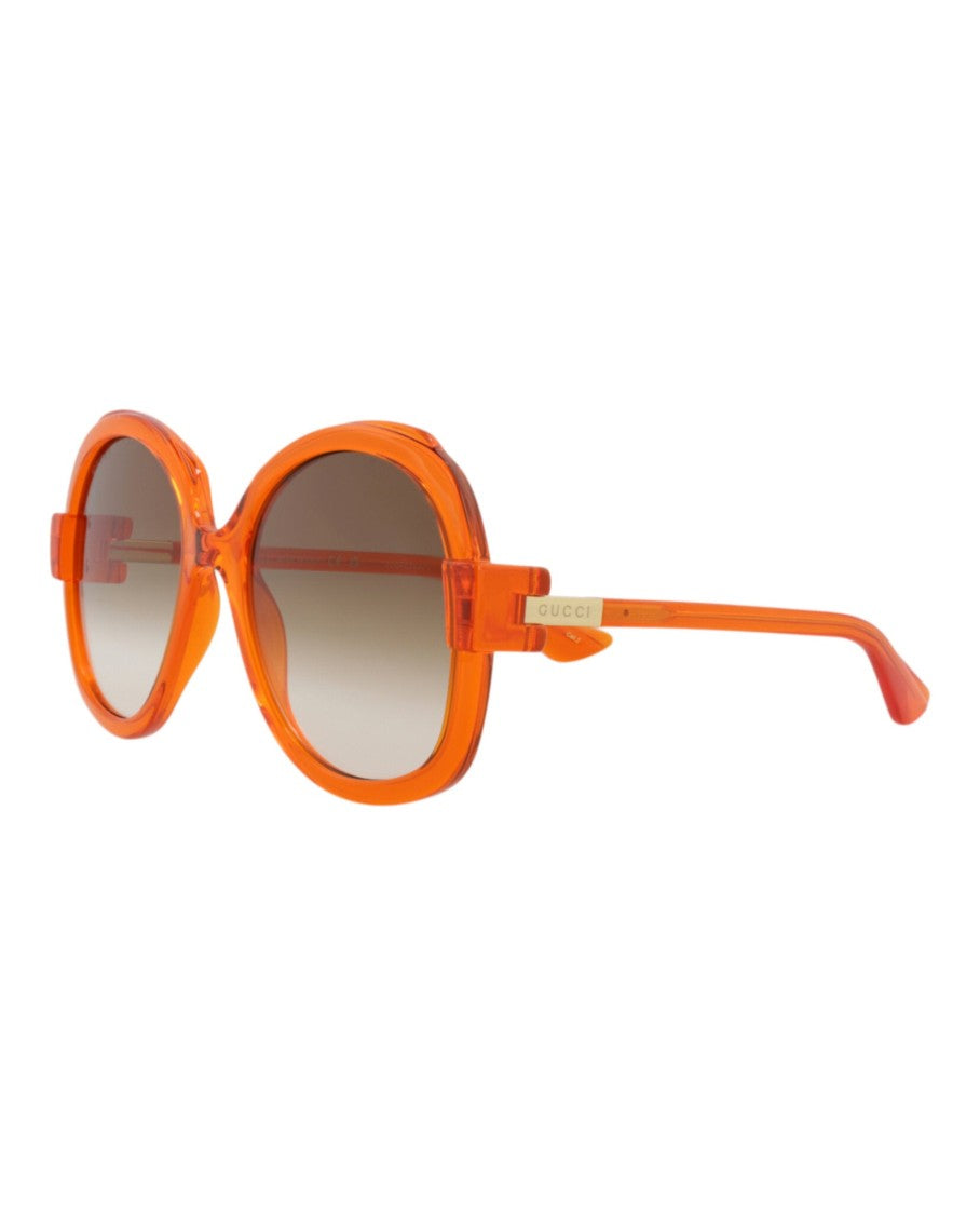 Gucci Round-Oval Frame Sunglasses With Gradient Lenses