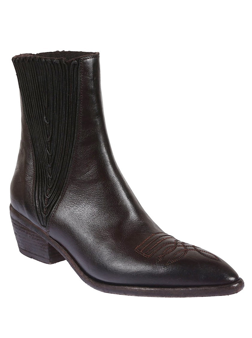 Fauzian Jeunesse Ankle Boots With Pleated Design And Pointed Toe
