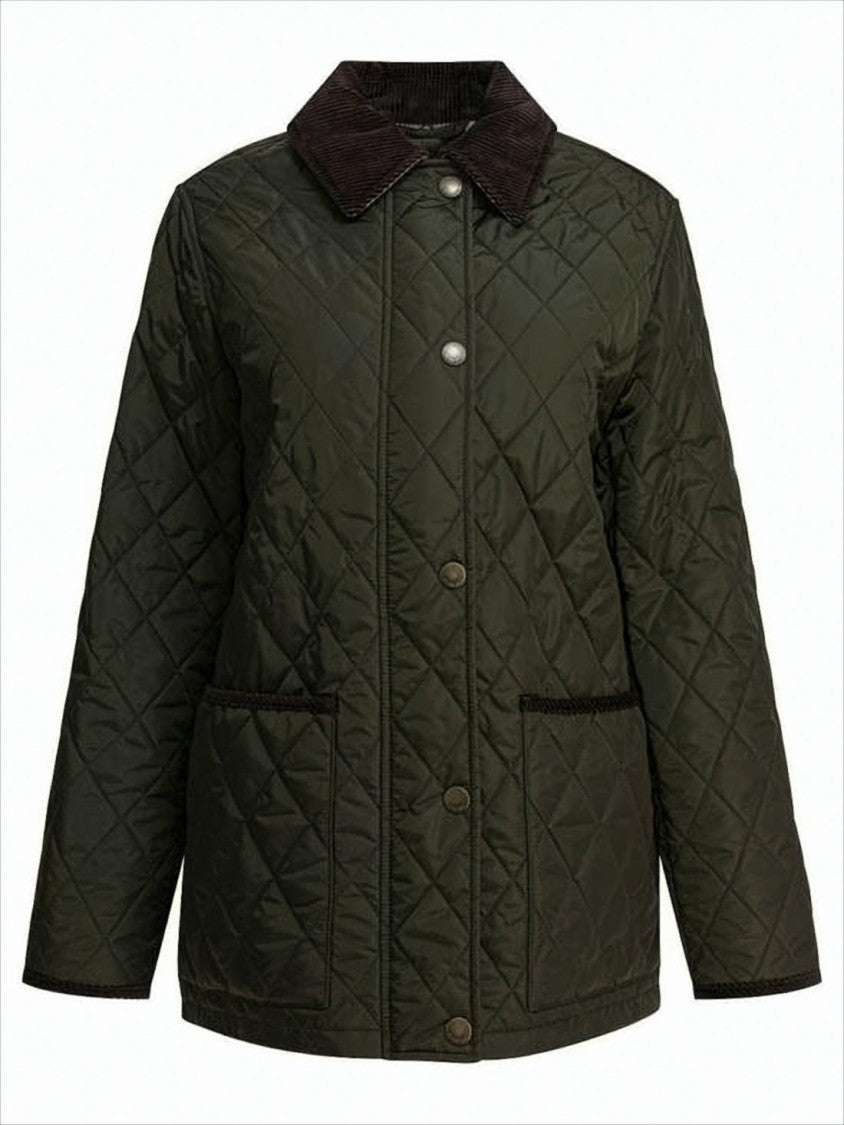 Burberry Quilted Nylon Jacket With Contrasting Corduroy Collar