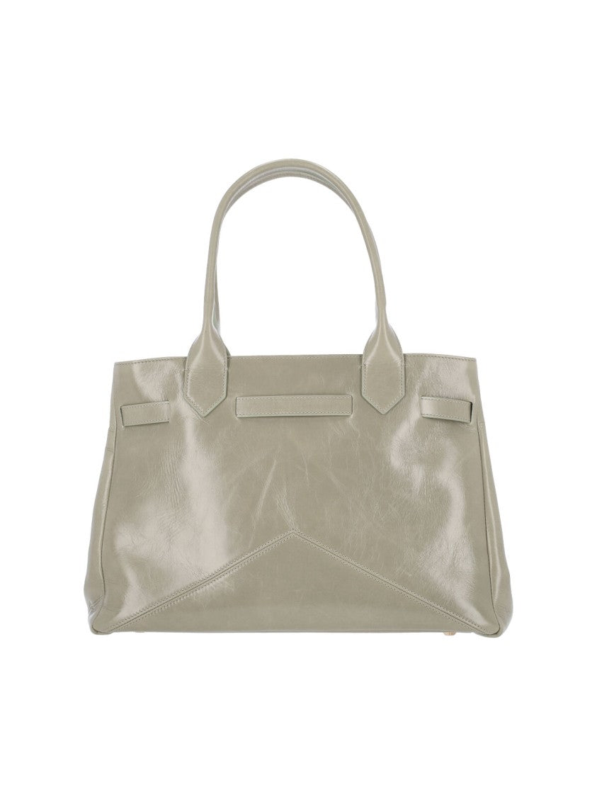 Ballantyne Sophisticated Grey Calfskin Tote With Adjustable Buckle Detail