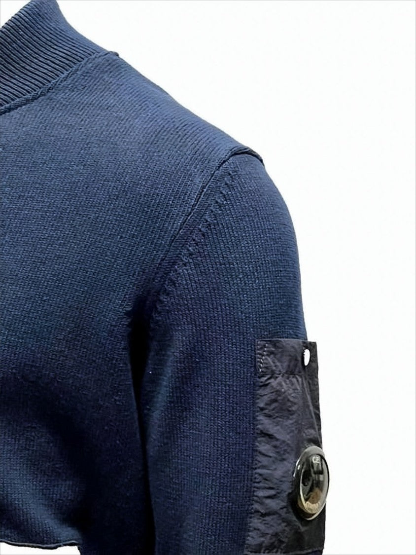 C.P. Company Cotton And Polyamide Zip-Up Knit Jacket With Unique Lens Detail