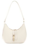Furla Curved Cream Shoulder Bag With Two-Way Zip Fastening