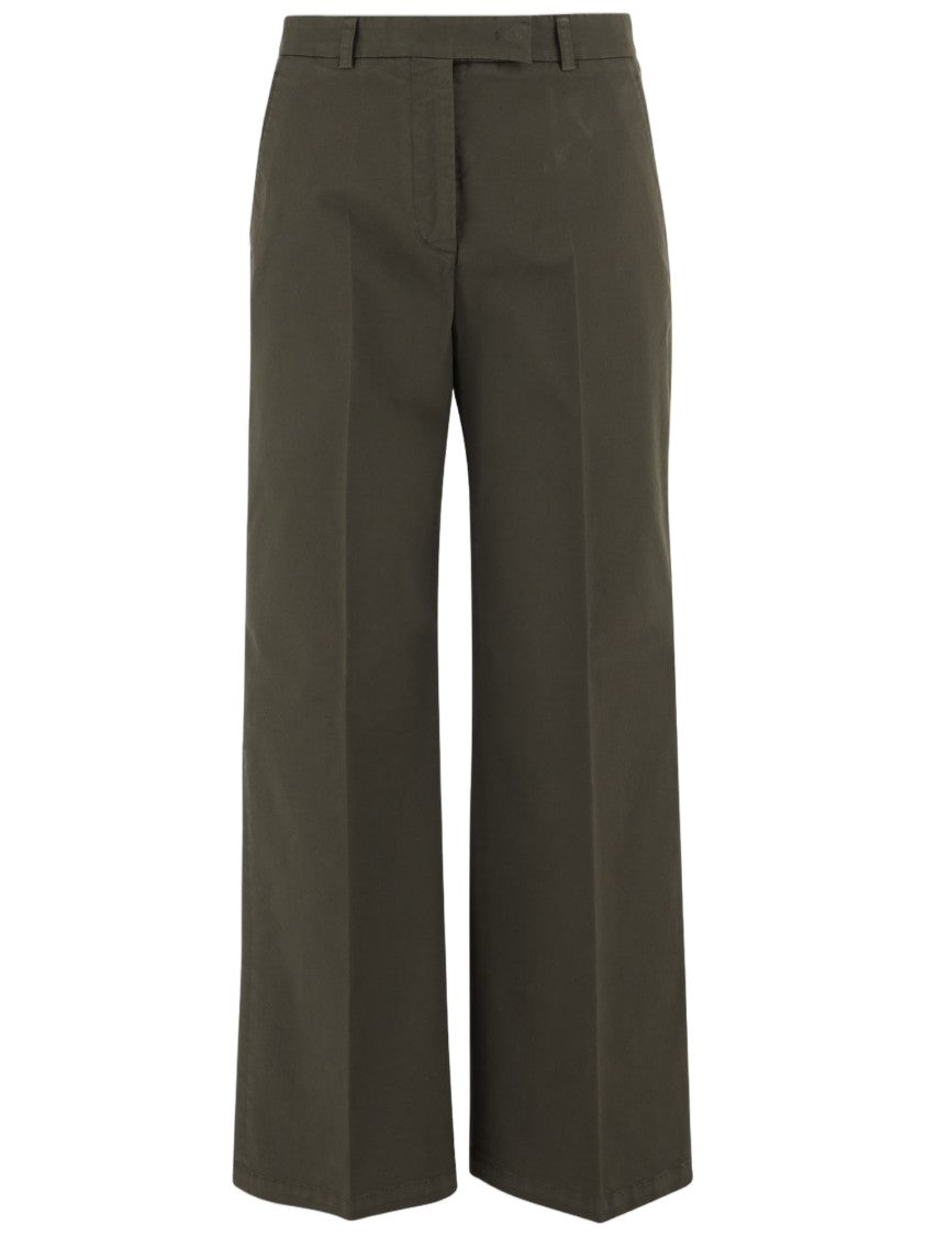 Ql2 Military Green Straight-Leg Stretch Cotton Pants