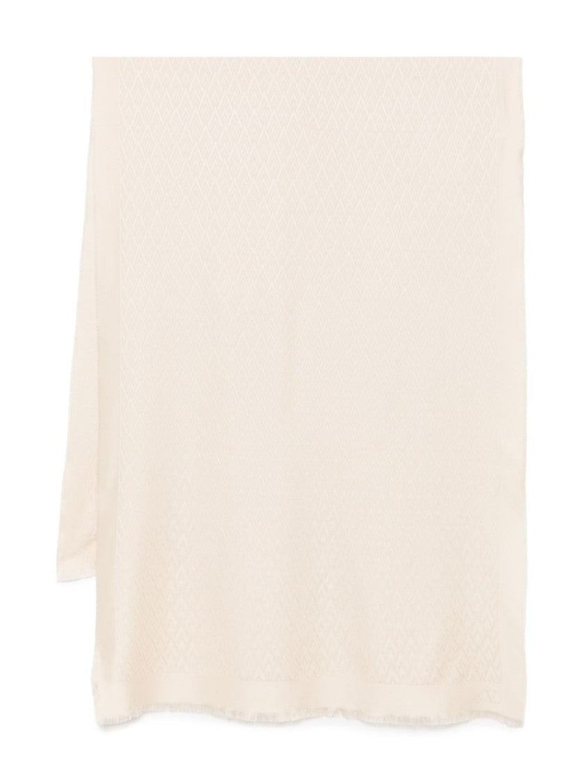 Valentino Garavani White Scarf With Subtle Geometric Pattern