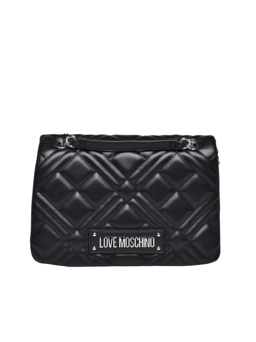Love Moschino Black Polyurethane Quilted Crossbody Bag