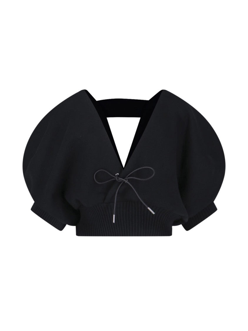 Sacai Black V-Neck Cotton Blend Cardigan