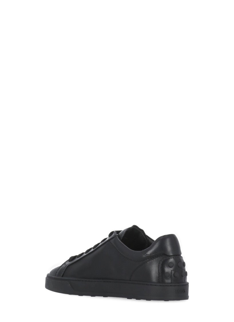 Tod's Black Rear Relief Logo Leather Sneakers