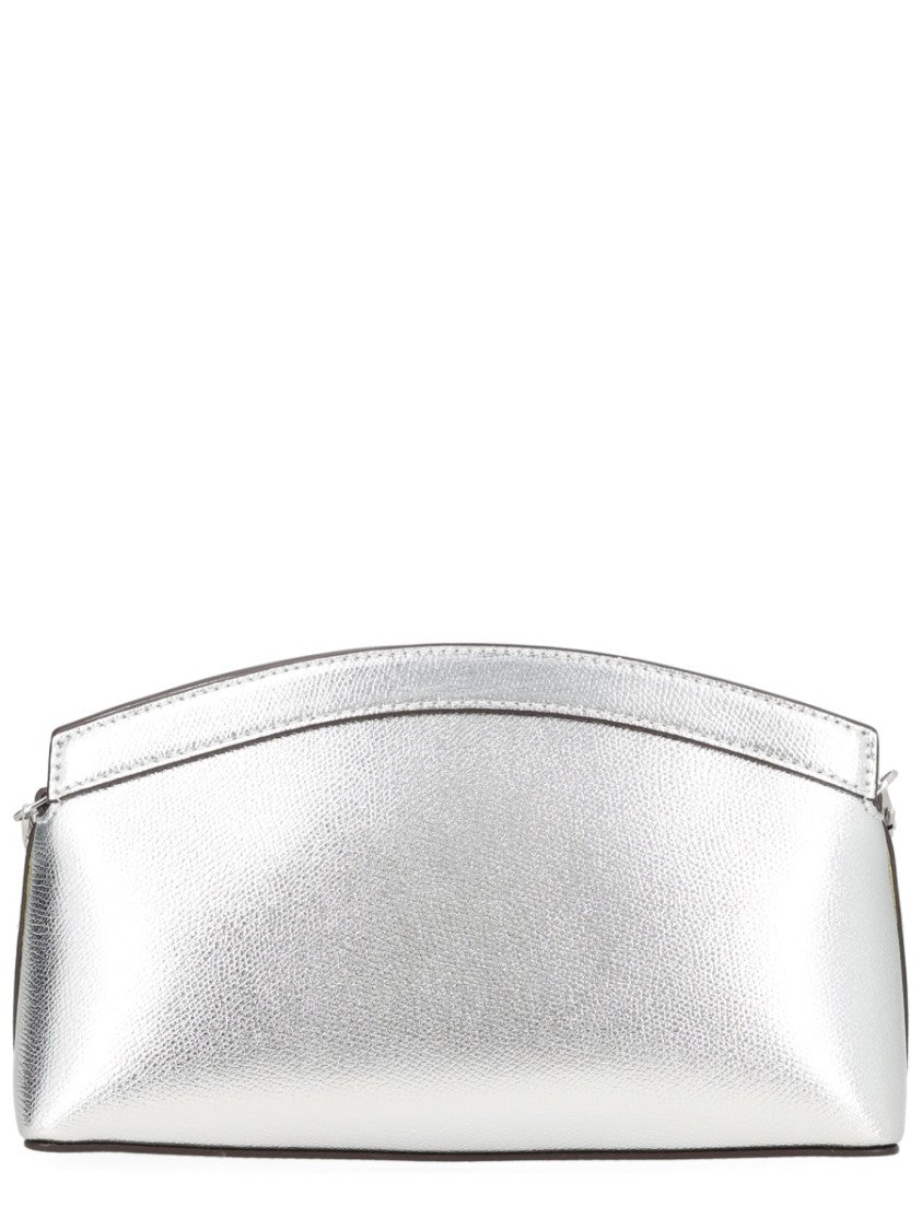 Michael Michael Kors Small Curved Clutch With Metallic Silver Finish