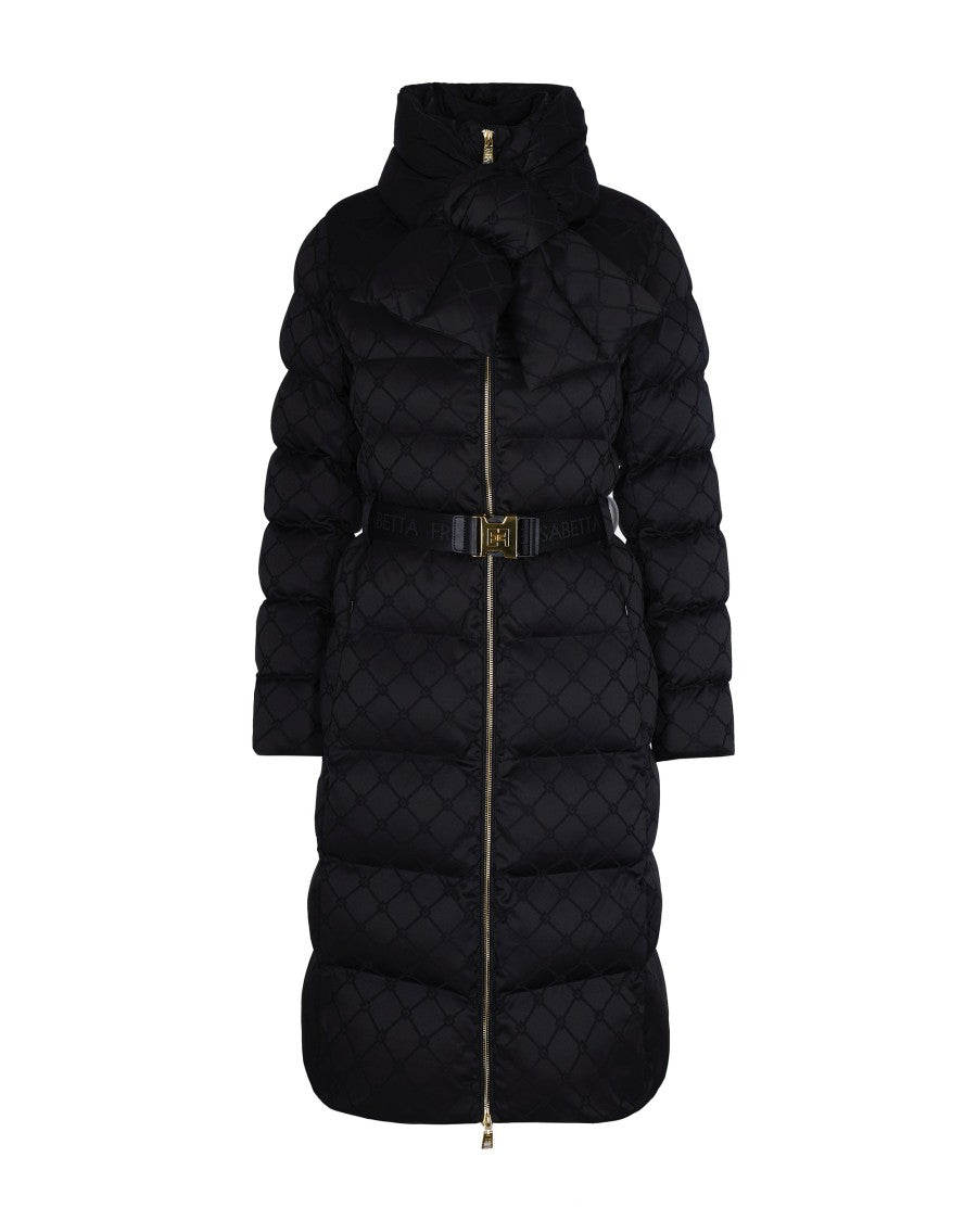 Elisabetta Franchi Black Jacquard Sail Fabric Down Jacket