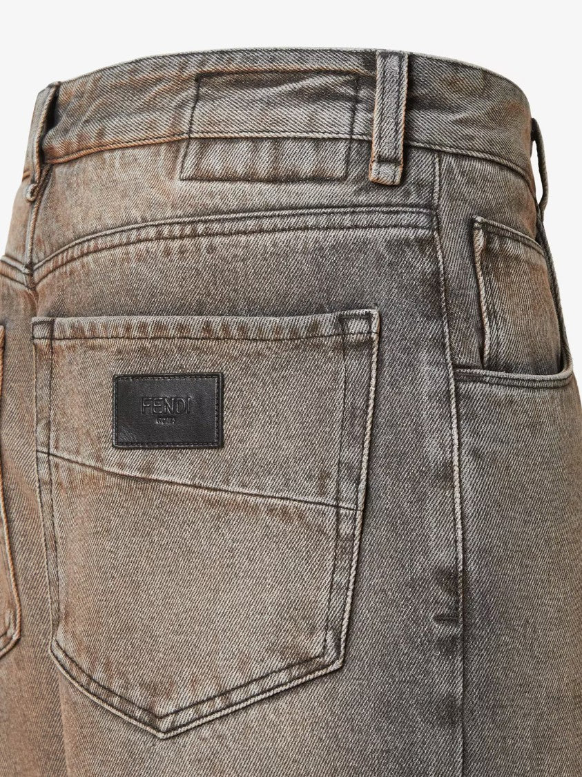 Fendi Mid-Length Faded Vintage Wash Denim Shorts