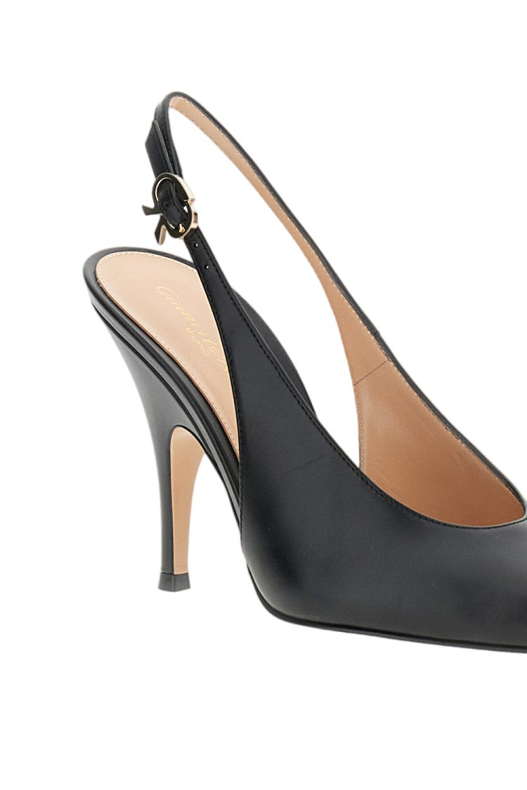 Gianvito Rossi Black Sofia Sling Vitello Leather Slingback Shoes