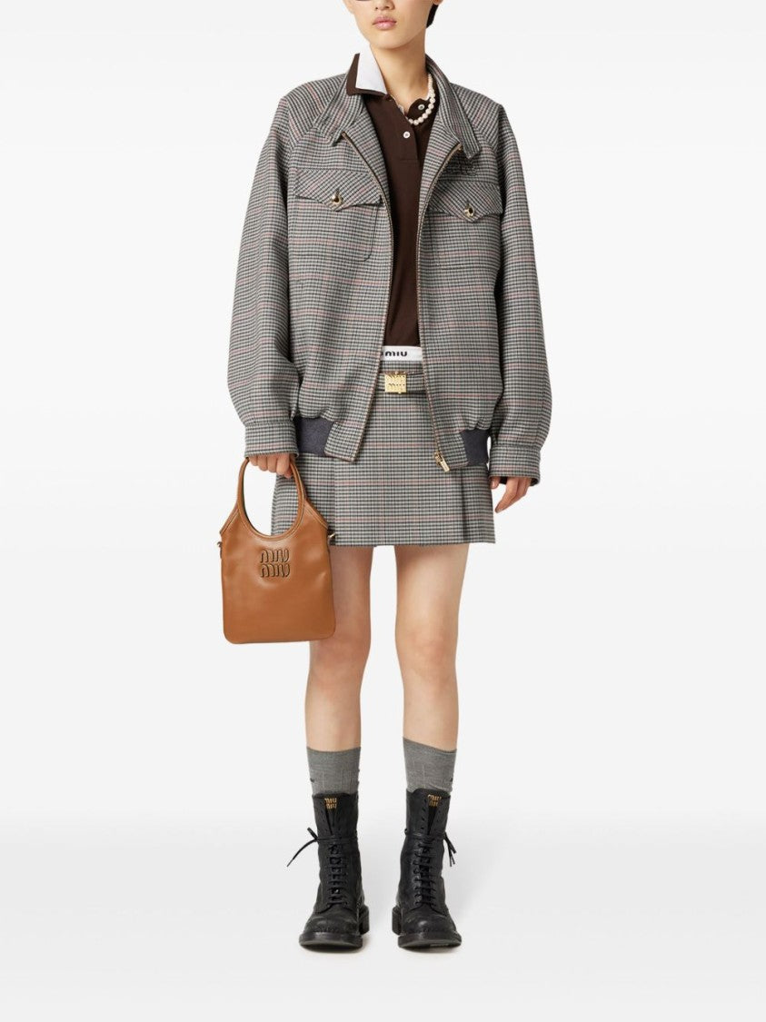 Miu Miu Structured Leather Handbag With Detachable Shoulder Strap
