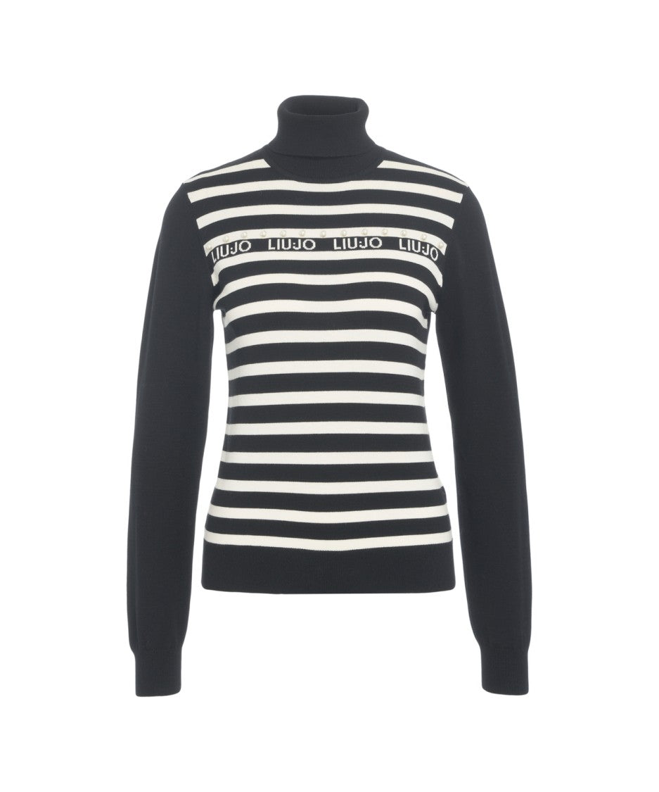 Liu Jo Turtleneck Sweater With Logo Print