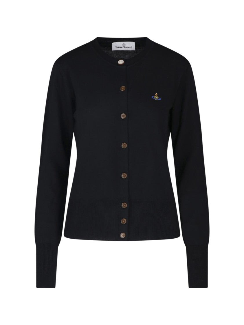 Vivienne Westwood Classic Crew Neck Cardigan With Embroidered Logo