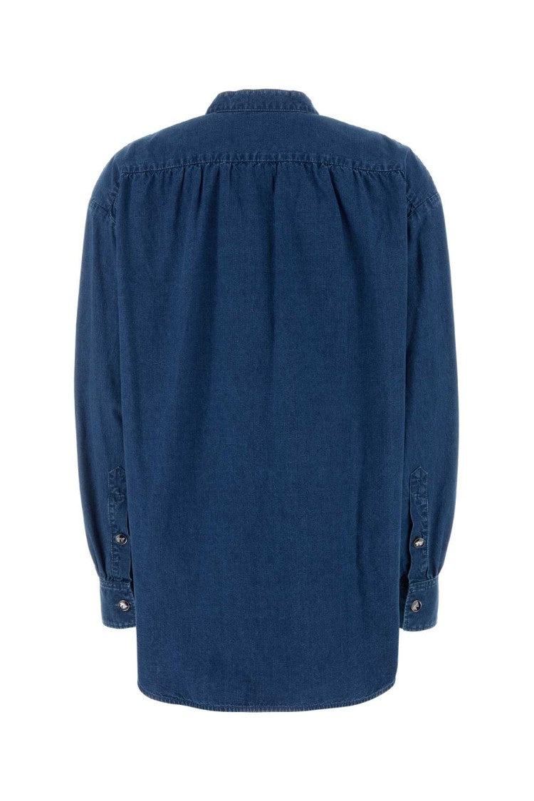 Valentino Garavani Classic Button-Up Denim Blouse With Ruffled Placket