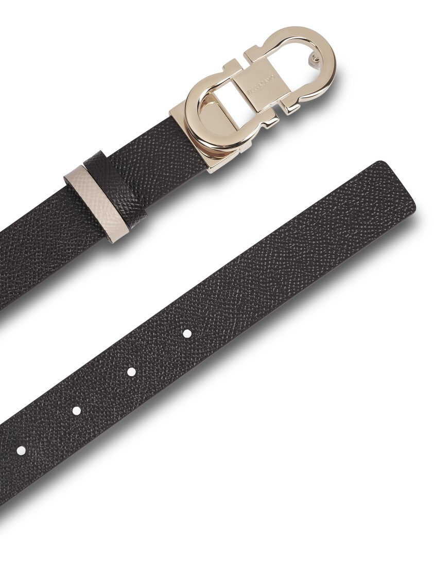 Ferragamo Reversible Textured Calfskin Belt With Distinctive Buckle