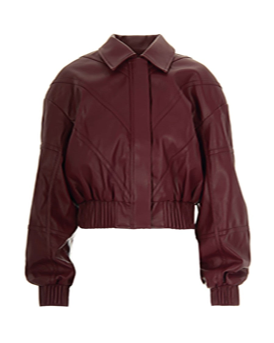 Rotate Burgundy Faux Leather Bomber Jacket
