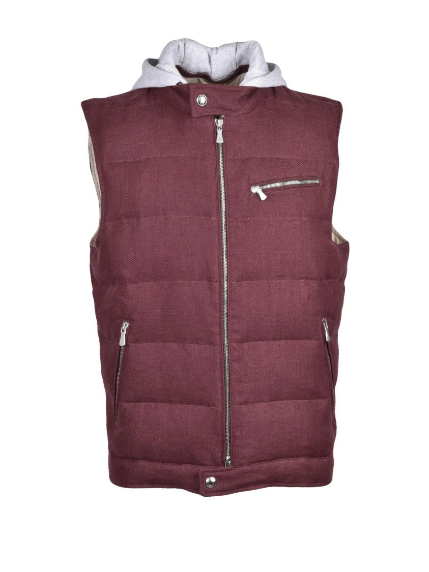 Eleventy Quilted Cotton-Blend Vest With Removable Hood And Textured Finish