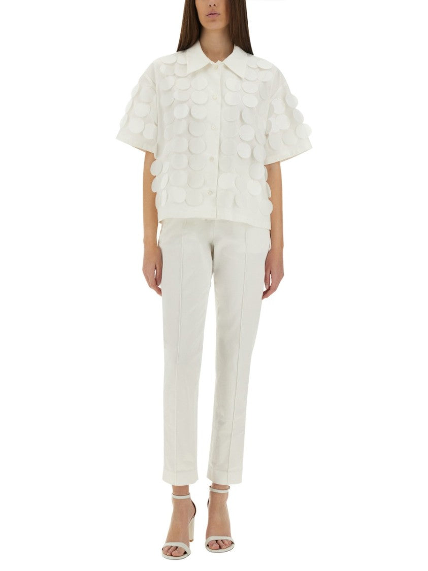 Msgm Textured White Cotton Shirt