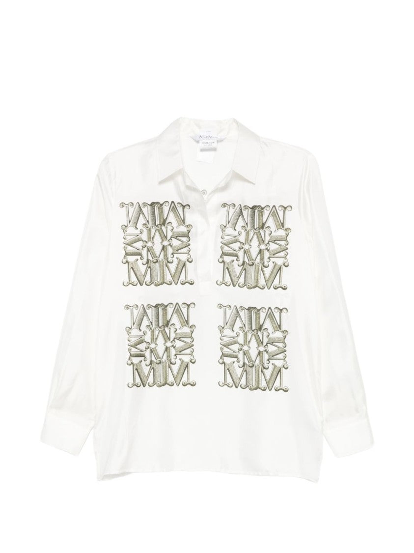 Max Mara Multicolor Smooth Silk Intricate Metallic Shirt