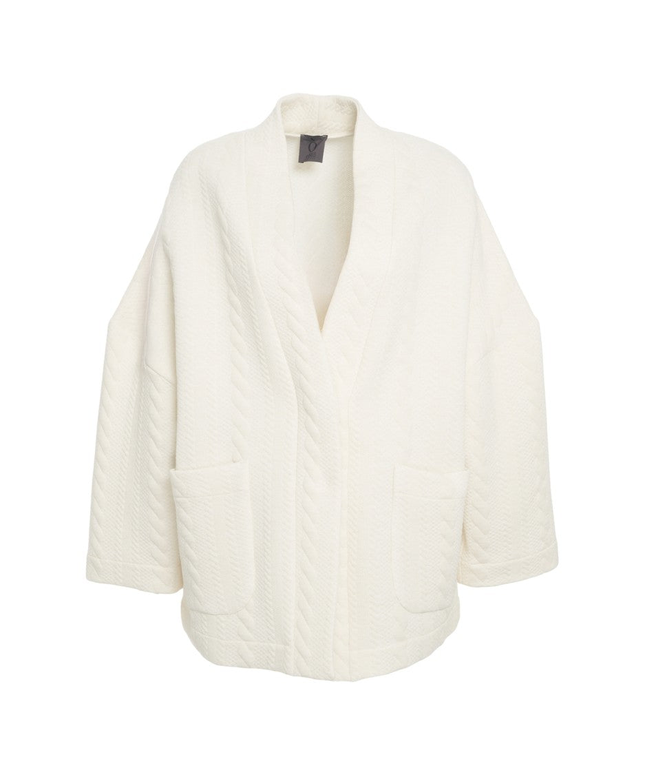 Oblo Unique Relaxed Fit Oversized Cardigan With V-Neck And Structured Knit