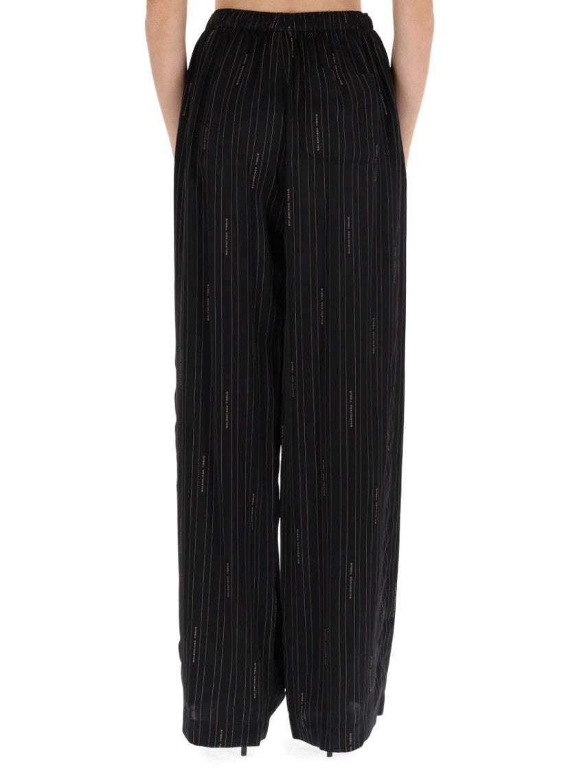 Balenciaga Wide-Leg Relaxed Pants With Subtle Pinstripe Design
