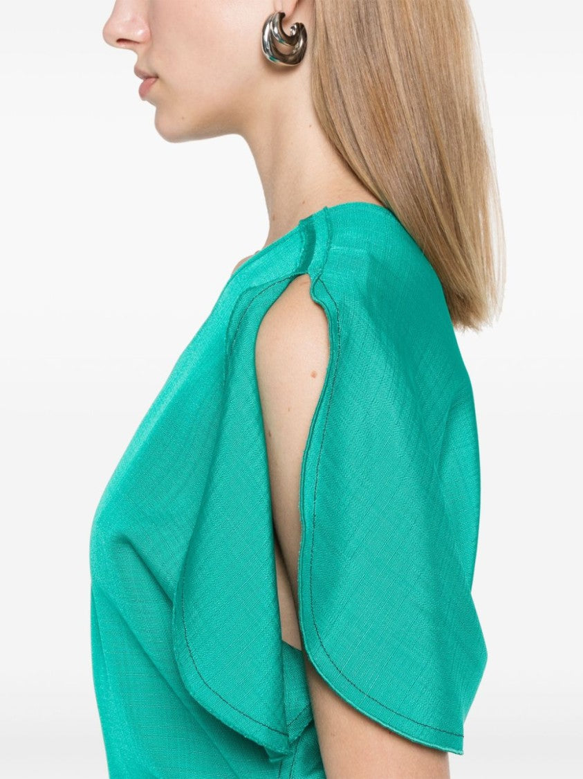 Victoria Beckham V-Back Mid-Length Dress With Gathered Detailing And Flared Skirt